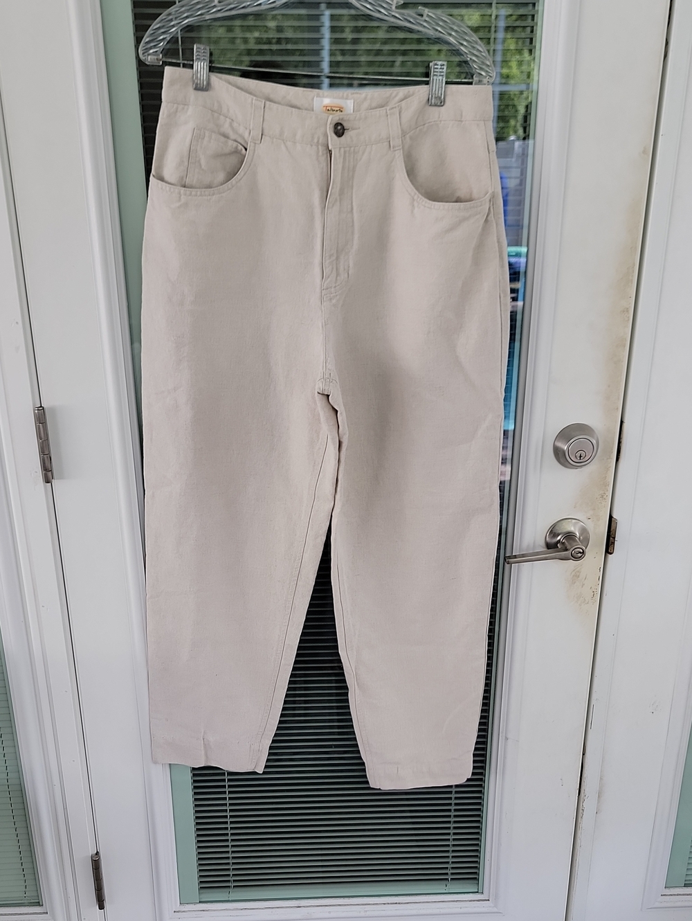 Talbots Vintage Linen Cotton Blend High-Waist Pants Sz 12  Tapered Leg